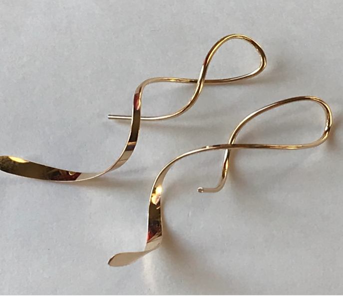 Earrings - Single Spiral Swirl Sterling Silver, Gold-filled or Titanium Medium 2 inch
