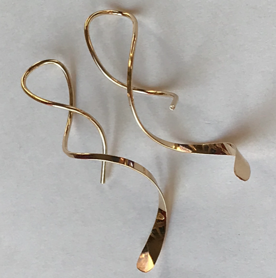 Earrings - Single Spiral Swirl Sterling Silver, Gold-filled or Titanium Medium 2 inch