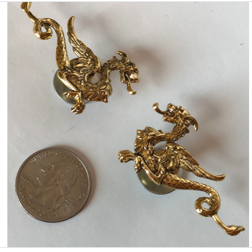 Cloak Clasp - Dragon Cloak Clasp, screw on or clip on, Silver or Gold