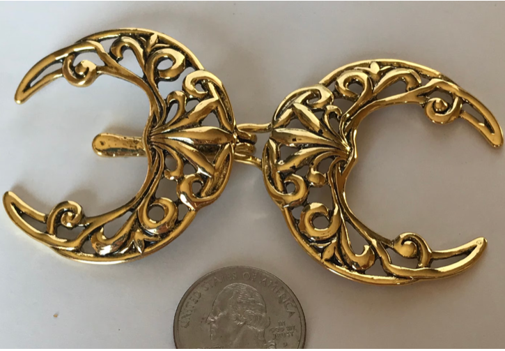 Cloak Clasp - Moon Cloak Clasp Silver, Gold or Black