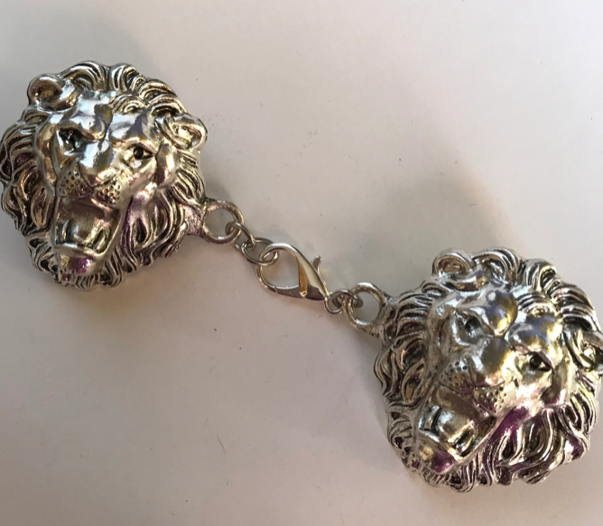 Cloak Clasp - Large Lion Cloak Clasp Silver or Gold