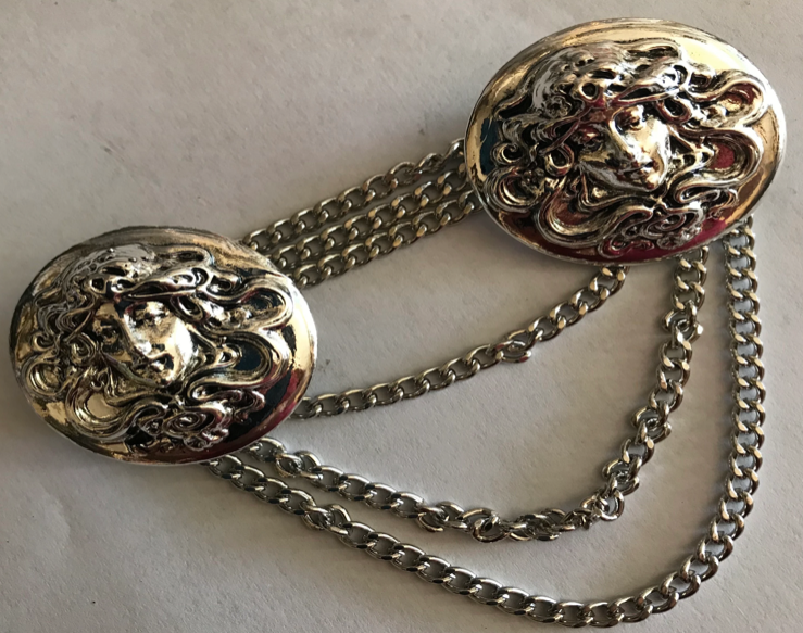 Cloak Clasp - Nouveau Lady Cloak Clasp Silver or Gold