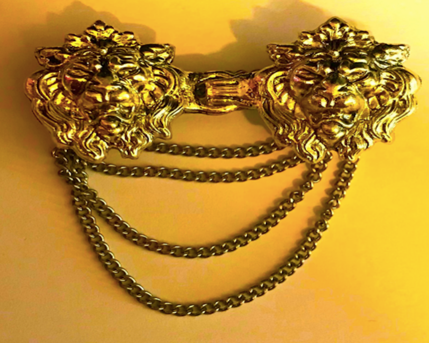 Cloak Clasp - Lion Cloak Clasp with chain Silver or Gold
