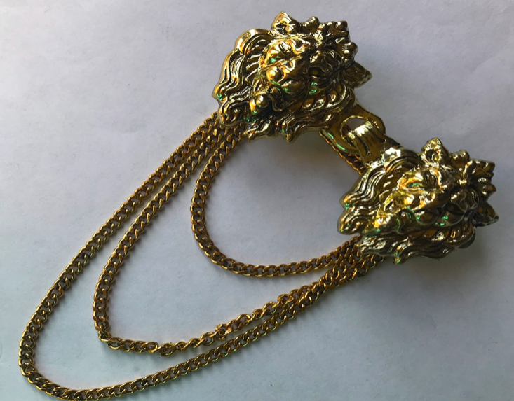 Cloak Clasp - Lion Cloak Clasp with chain Silver or Gold