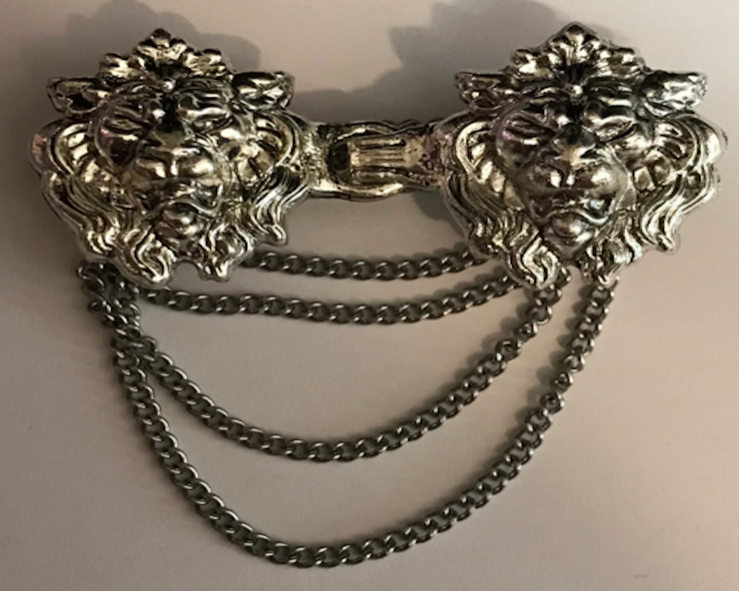 Cloak Clasp - Lion Cloak Clasp with chain Silver or Gold