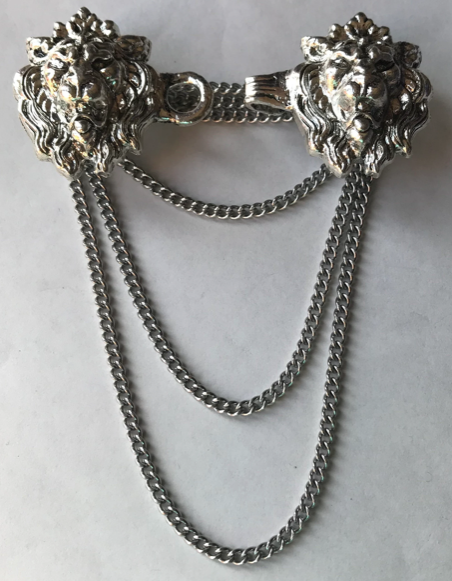 Cloak Clasp - Lion Cloak Clasp with chain Silver or Gold