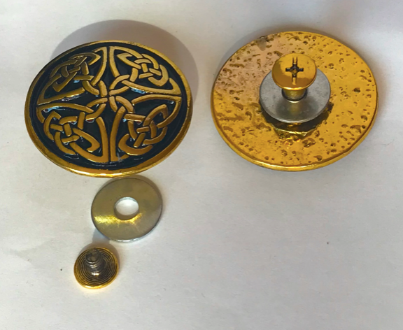 Cloak Clasp - Round Celtic Cloak Clasp with chain Silver or Gold