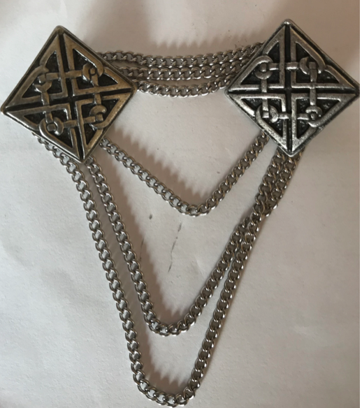 Cloak Clasp - Square Pewter Clasp with Chain