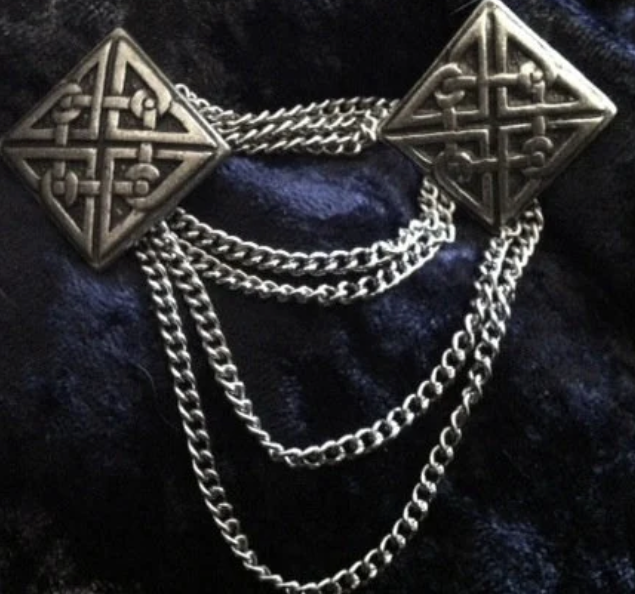 Cloak Clasp - Square Pewter Clasp with Chain