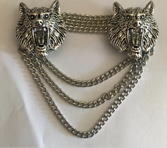 Cloak Clasp - Ferocious Wolf Cloak Clasp Silver or Gold
