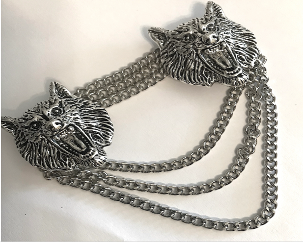 Cloak Clasp - Ferocious Wolf Cloak Clasp Silver or Gold