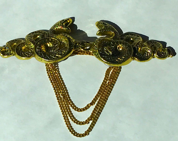 Cloak Clasp - Snake Cape Clasp Silver or Gold, screw on with endless chain