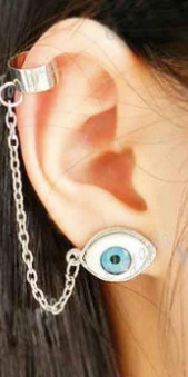 Eye ball draping Ear Cuff in Silver or Gold