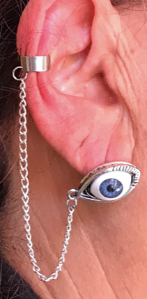 Eye ball draping Ear Cuff in Silver or Gold