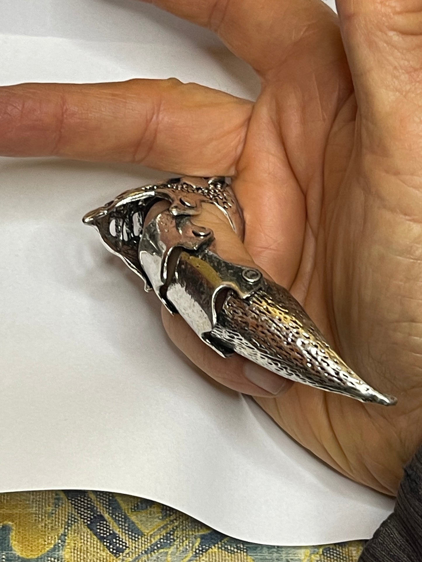 Medieval Ring - Large Knuckle Armor ring in Silver