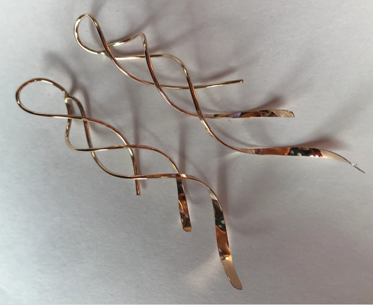 Earrings - Double Strand Swirly Earrings in Silver or Gold