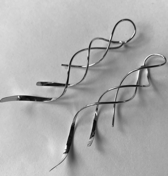 Earrings - Double Strand Swirly Earrings in Silver or Gold