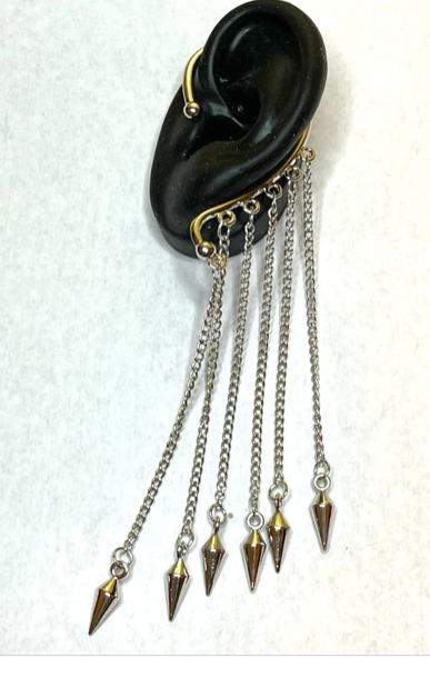 Bullet Dangle Ear Wrap Pairs - Silver, Gold or Black