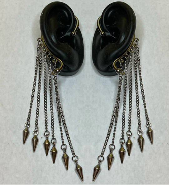 Bullet Dangle Ear Wrap Pairs - Silver, Gold or Black