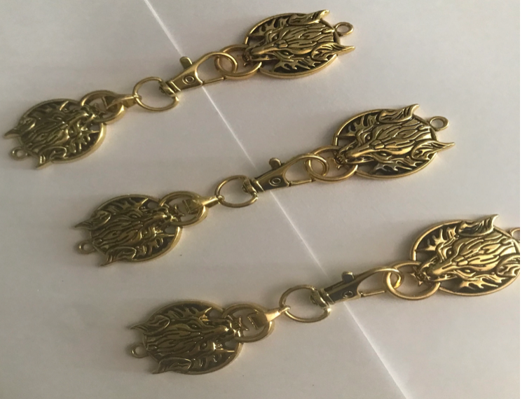 Cloak Clasp - Flat Wolf Cloak Clasp Set of 3 available in silver or gold.