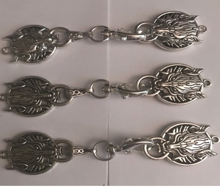 Cloak Clasp - Flat Wolf Cloak Clasp Set of 3 available in silver or gold.