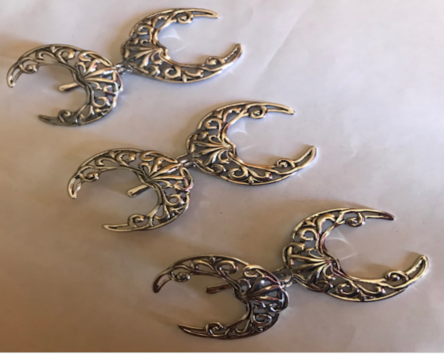 Cloak Clasp - Set of 3, Moon Cloak Clasp Silver, Gold or Black