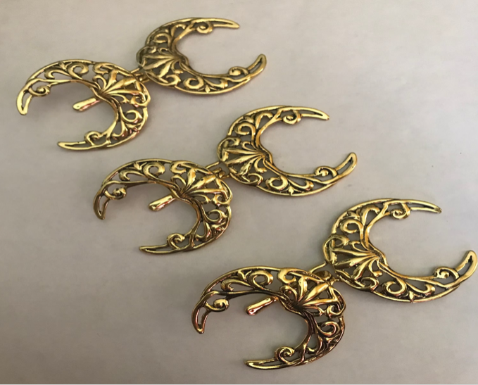Cloak Clasp - Set of 3, Moon Cloak Clasp Silver, Gold or Black