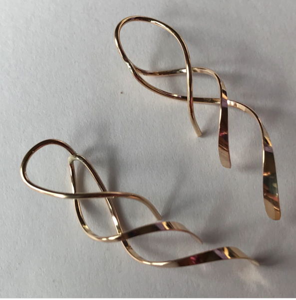 Earrings - Double Strand Swirly Earrings in Silver or Gold