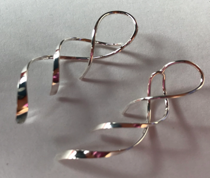 Earrings - Double Strand Swirly Earrings in Silver or Gold