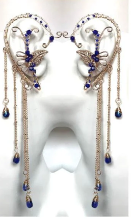 Elf Ears - Pair of Gold Dangle Elf Ears in Black, Purple, Green, Blue or Clear