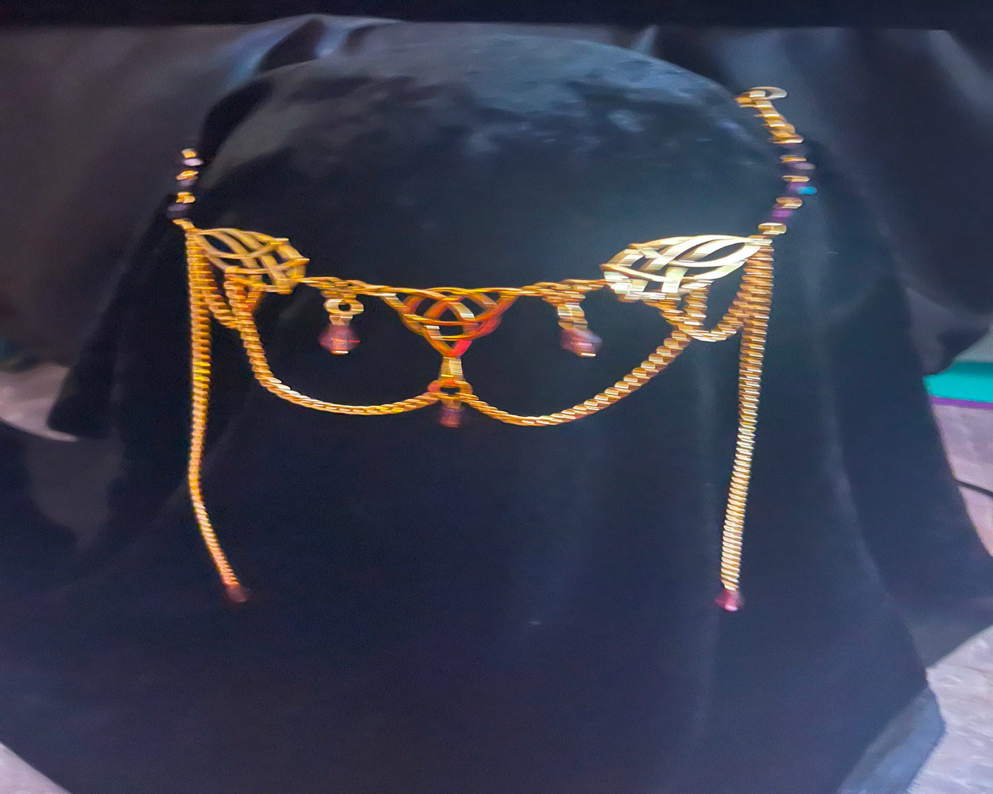 Tiara - Celtic Tiara in Gold with Stone options of Blue, Red, Green or Purple