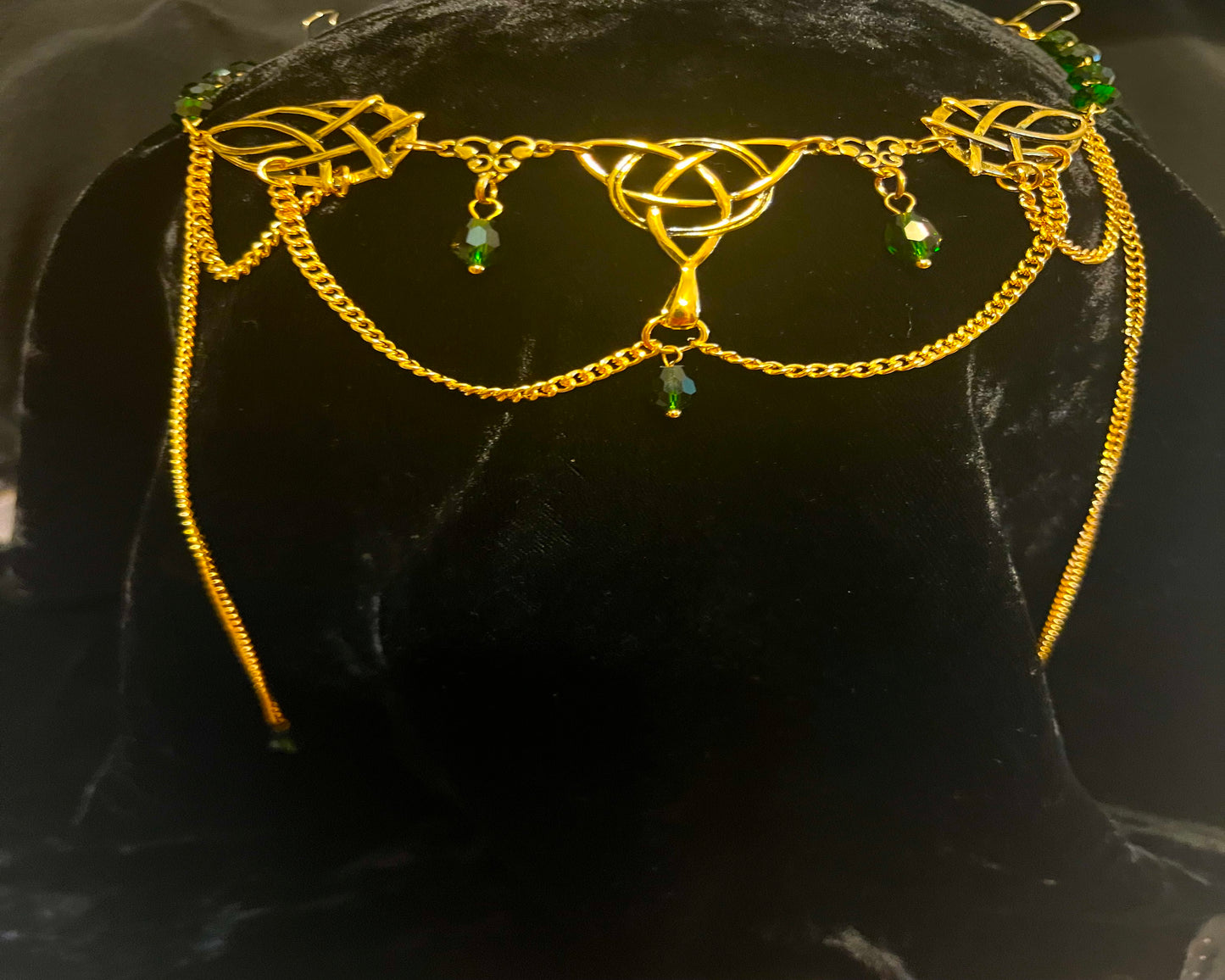 Tiara - Celtic Tiara in Gold with Stone options of Blue, Red, Green or Purple