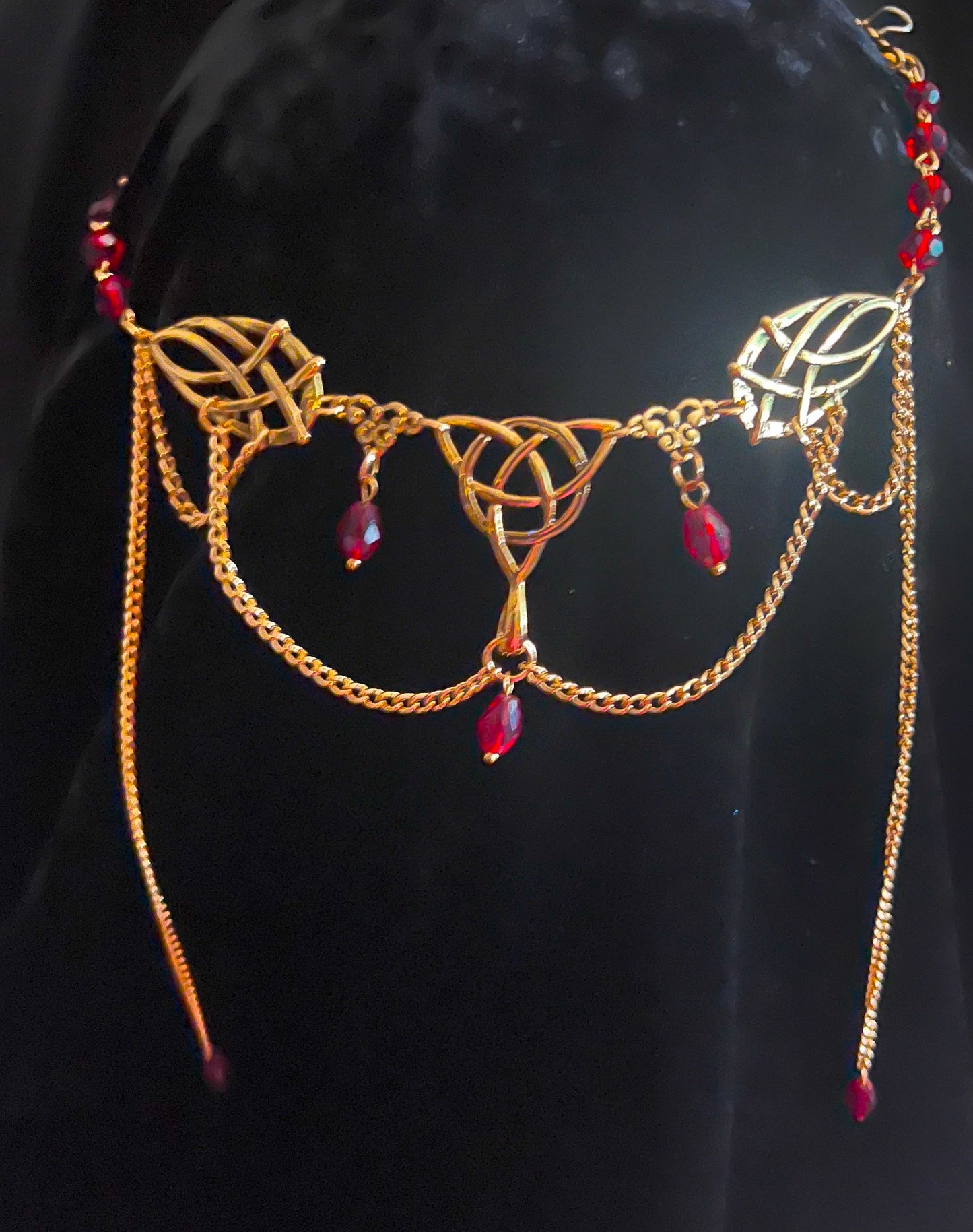 Tiara - Celtic Tiara in Gold with Stone options of Blue, Red, Green or Purple