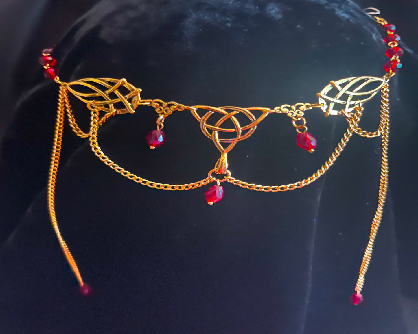 Tiara - Celtic Tiara in Gold with Stone options of Blue, Red, Green or Purple