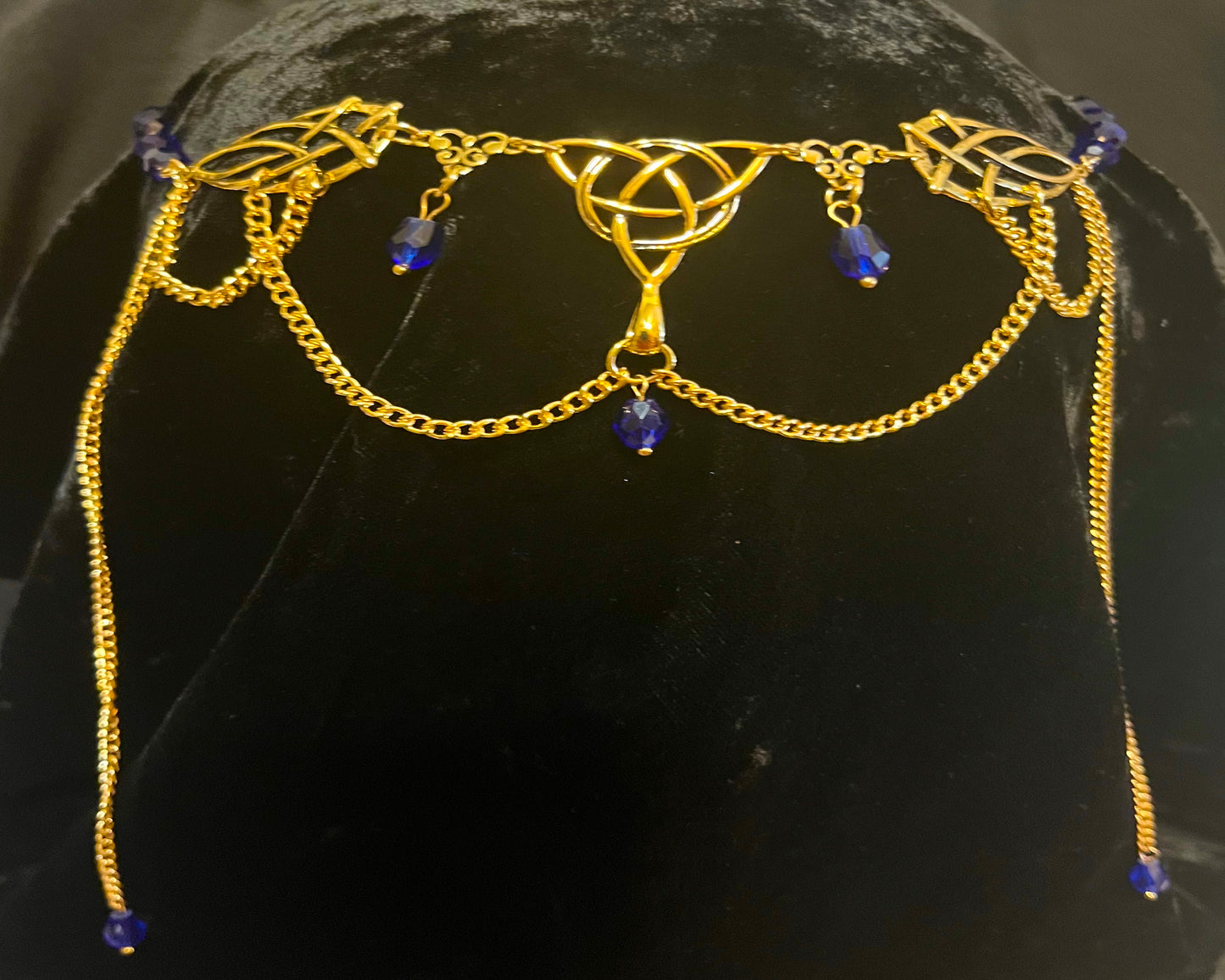 Tiara - Celtic Tiara in Gold with Stone options of Blue, Red, Green or Purple
