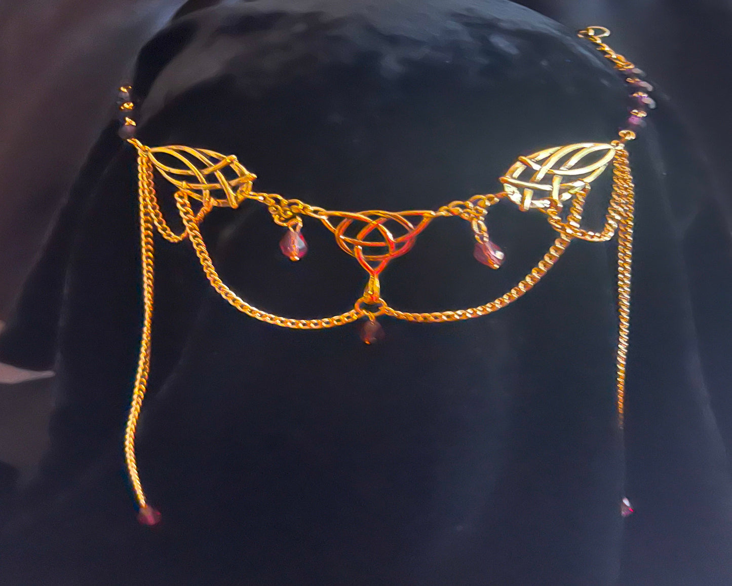 Tiara - Celtic Tiara in Gold with Stone options of Blue, Red, Green or Purple