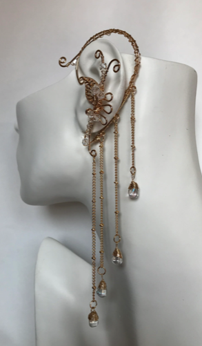 Elf Ears - Pair of Gold Dangle Elf Ears in Black, Purple, Green, Blue or Clear