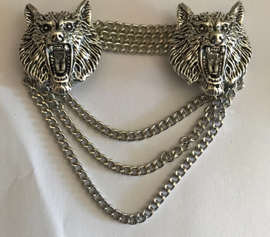 Cloak Clasp - Ferocious Wolf Cloak Clasp Silver or Gold