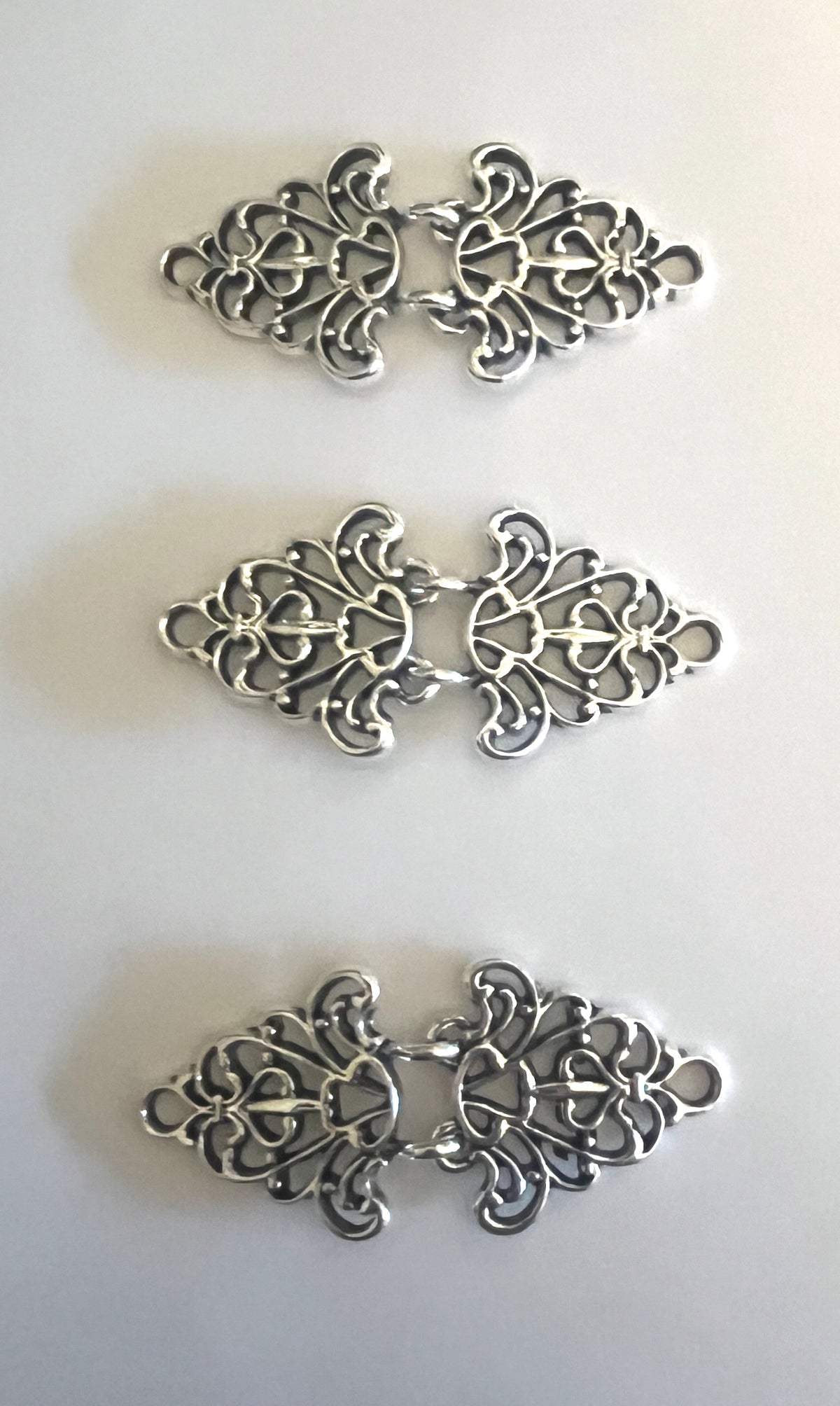 Cloak Clasp - Filigree Cloak Clasps Set of 3, available in silver or gold.