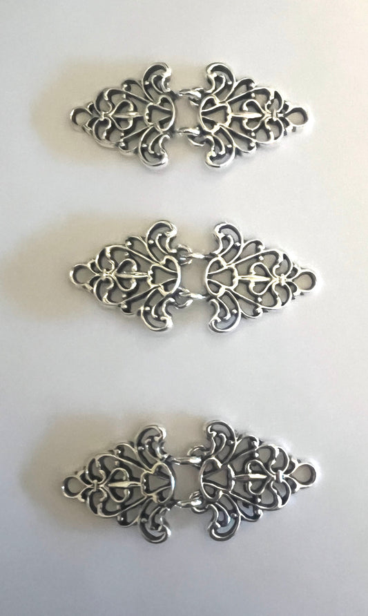 Cloak Clasp - Filigree Cloak Clasps Set of 3, available in silver or gold.