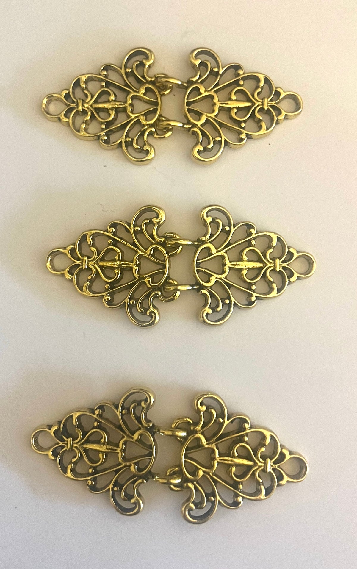 Cloak Clasp - Filigree Cloak Clasps Set of 3, available in silver or gold.